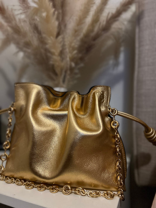LOEWE Flamenco Mini Metallic Clutch Bag
